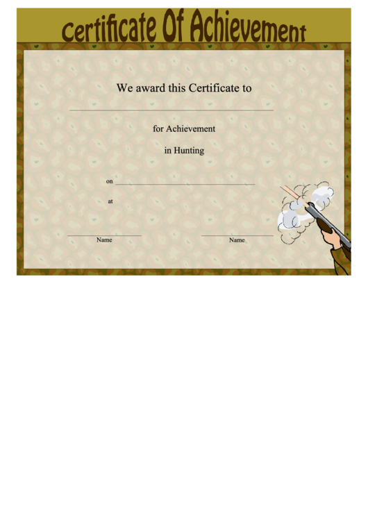 Hunting Achievement Certificate Template Printable pdf