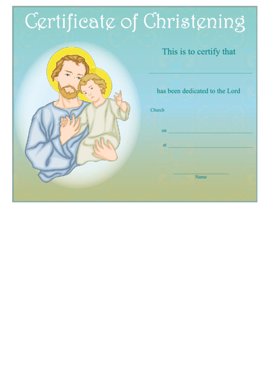 Christening Certificate Template Printable pdf