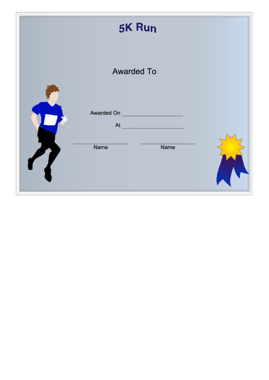 5k Participant Certificate Male Certificate Template Printable pdf