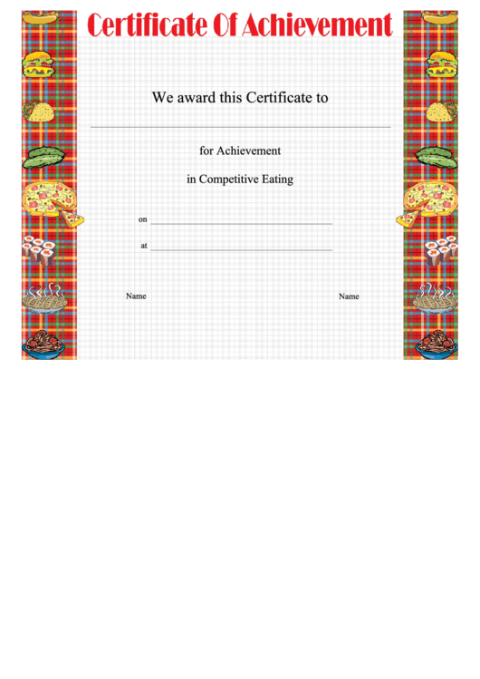 Competitive Eating Achievement Certificate Template Printable pdf