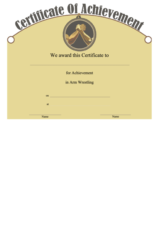 Arm Wrestling Achievement Certificate Template Printable pdf