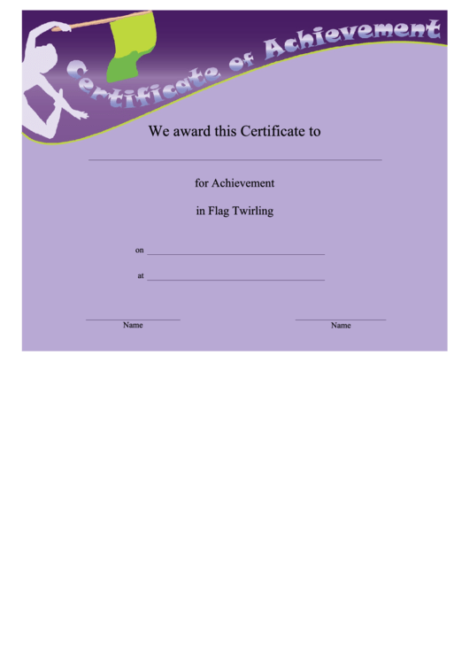 Flag Twirling Achievement Certificate Template