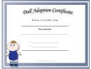 Adoption Certificate Baby Doll Academic Certificate