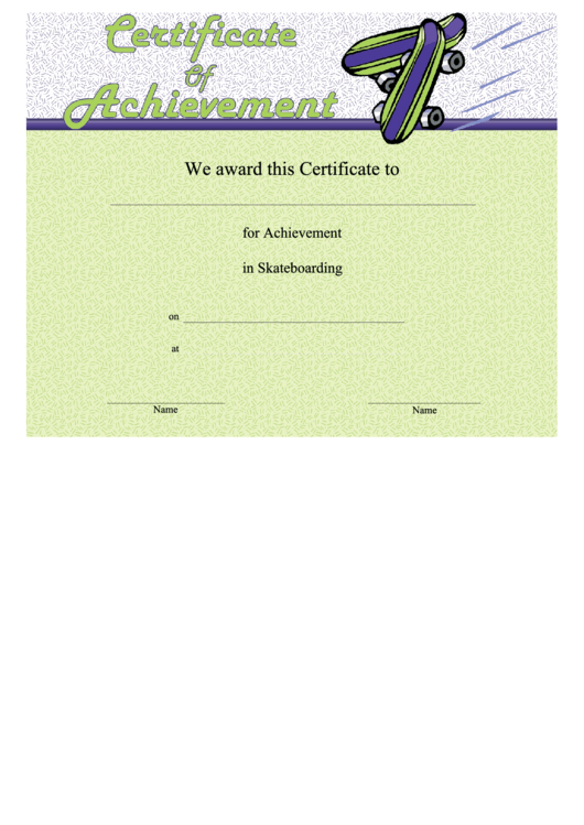 Skateboarding Achievement Certificate Template Printable pdf