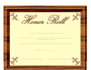 Honor Roll Certificate Template
