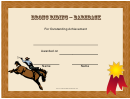 Rodeo Bronc Riding Bareback Certificate