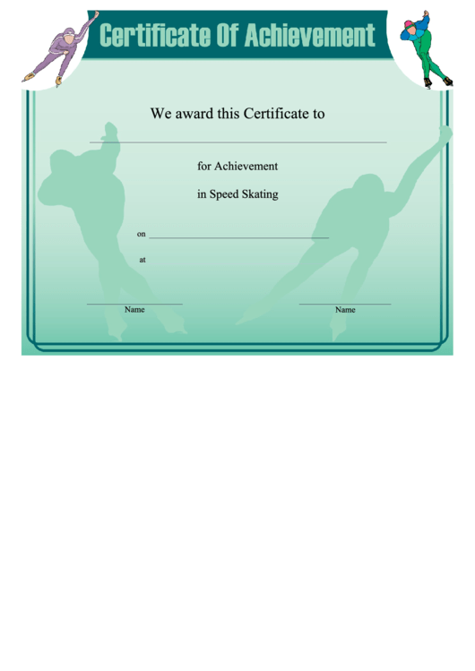 Speed Skating Achievement Certificate Template Printable pdf