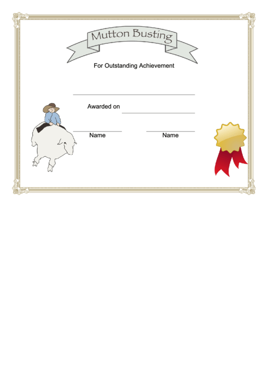 Rodeo Mutton Busting Certificate Printable pdf