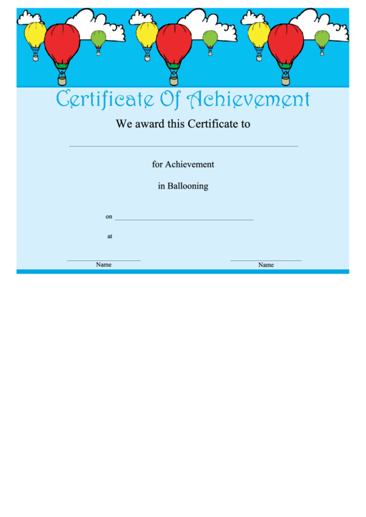 Ballooning Achievement Certificate Template Printable pdf