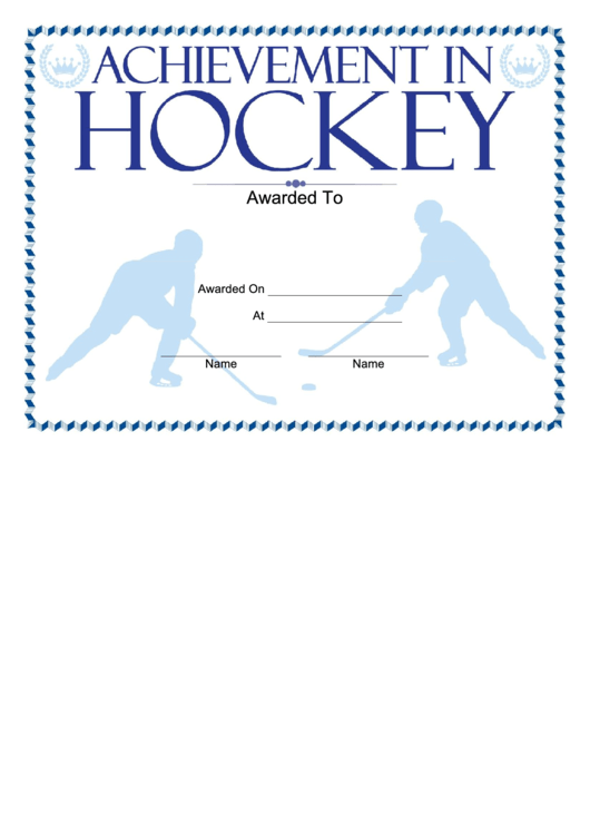 Hockey Certificate Template Printable pdf