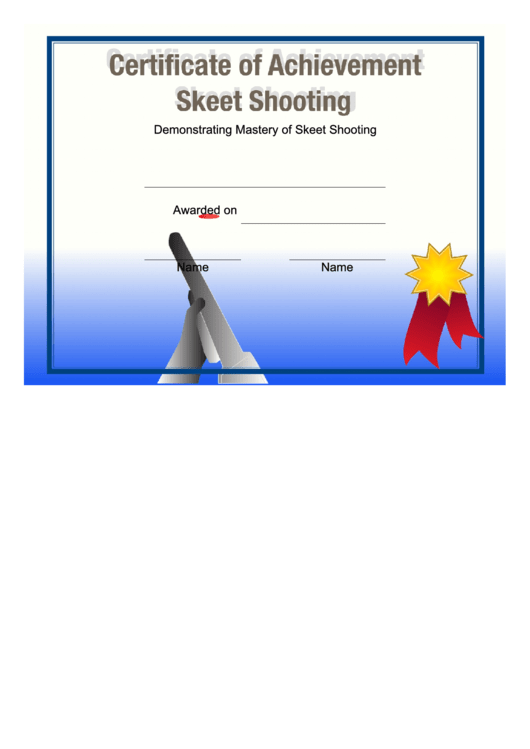 Skeet Shooting Certificate Printable pdf