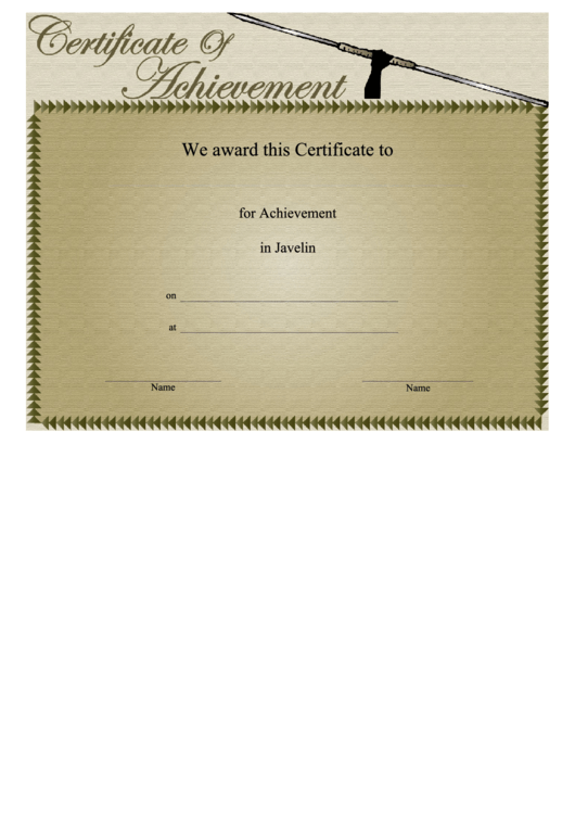 Javelin Achievement Certificate Template Printable pdf
