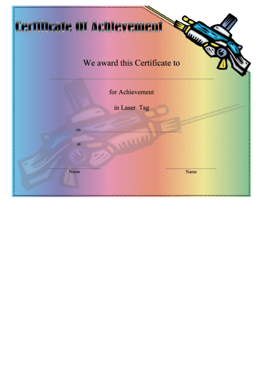 Laser Tag Achievement Certificate Template Printable pdf