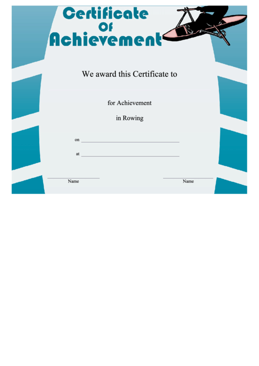 Rowing Achievement Certificate Template Printable pdf