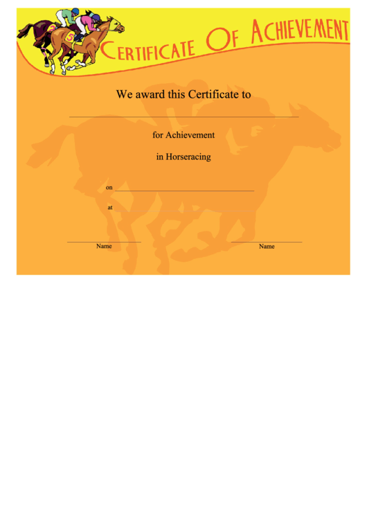 Horseracing Achievement Certificate Template Printable pdf