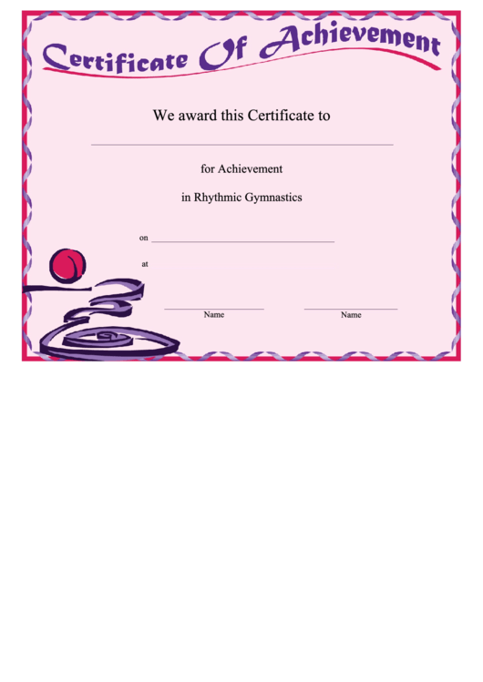 Rhythmic Gymnastics Achievement Certificate Template