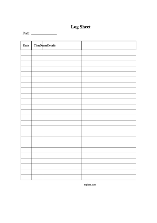 Log Sheet Template Printable pdf