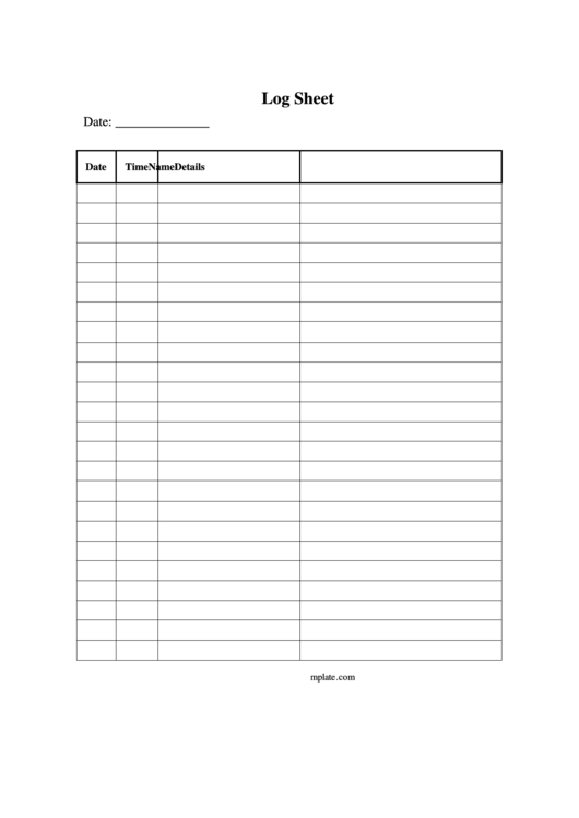 Log Sheet Template Printable Pdf Download