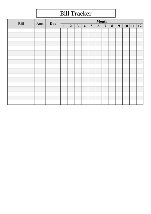 Bill Tracker Template Printable pdf
