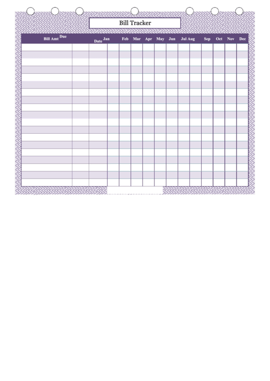 Bill Tracker Template Printable pdf