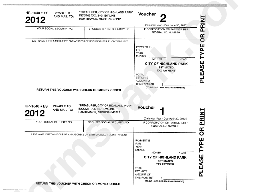 Form Hp-1040 - Income Tax - Michigan - 2012