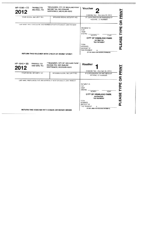 Form Hp-1040 - Income Tax - Michigan - 2012 Printable pdf