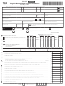 Fillable Form 763 - Virginia Nonresident Income Tax Return - 2012 Printable pdf