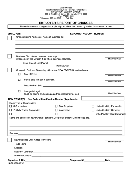 Form Nucs-4074 - Employer