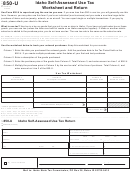 Form 850-u - Self-assessed Use Tax Worksheet And Return