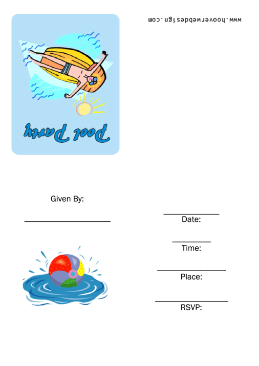 Pool Party Invitations Template With Man On Floatie Printable pdf