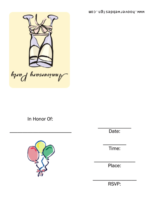 Party Invitation For An Anniversary Party With Champagne Glasses Template Printable pdf