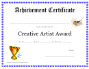 Creative Artist Award Certificate Template