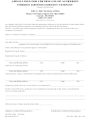 Application Form For Certificate Of Authority Foreign Limited Liability Company - Sate Of Nebraska