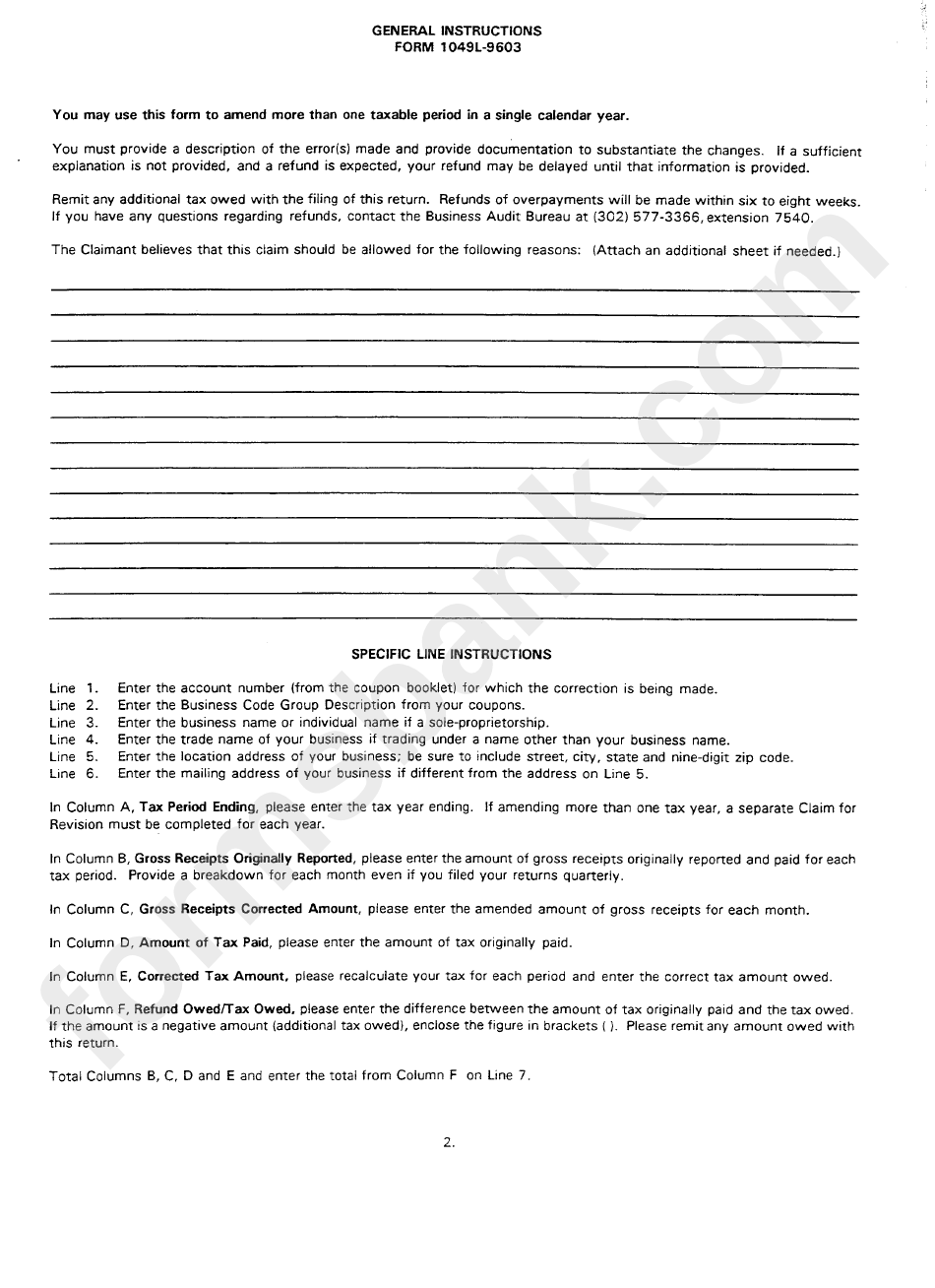 Form 1049l-9603 - General Instructions