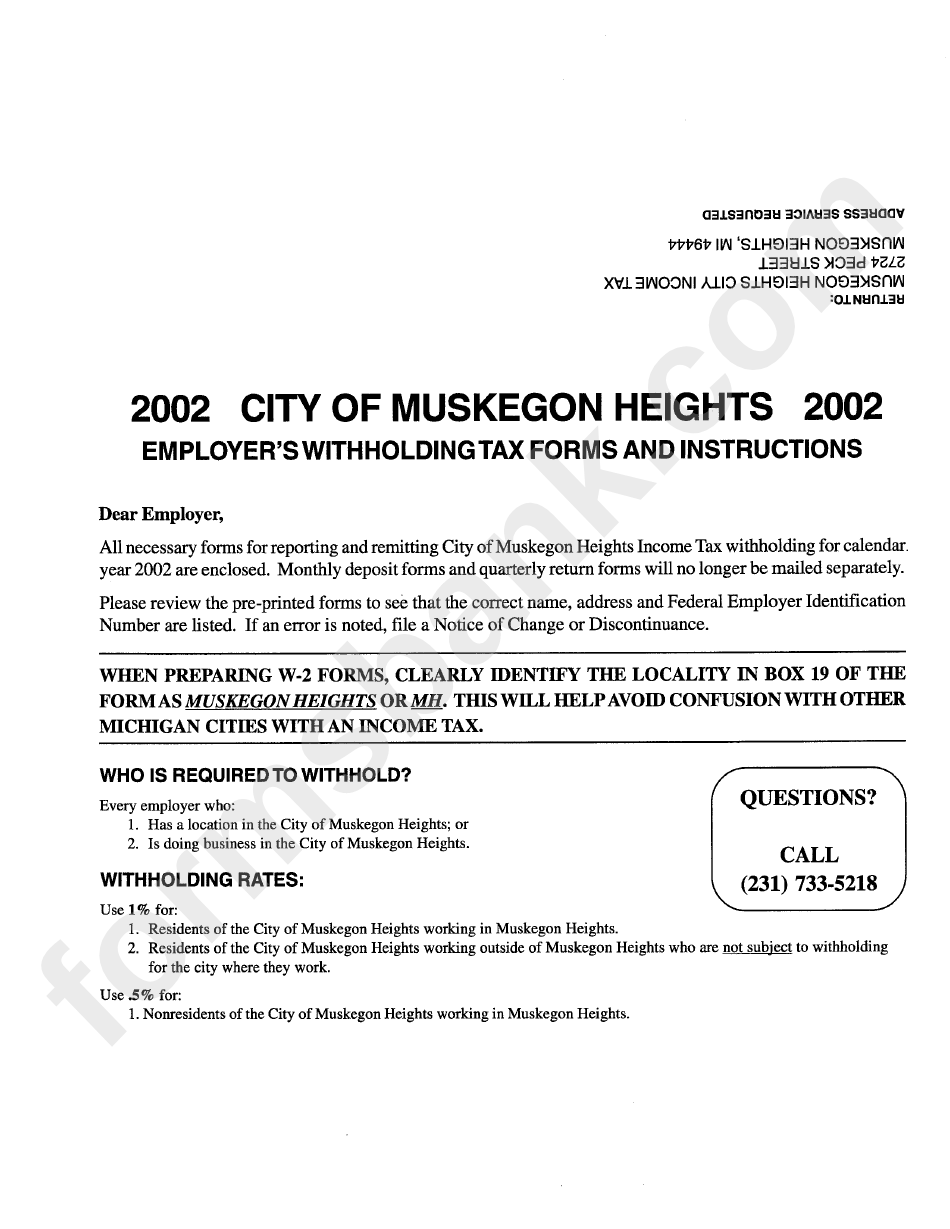 Instructions For Form Mh-501, Employer