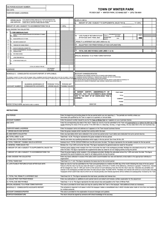 Town Of Winter Park Tax Declaration Printable pdf