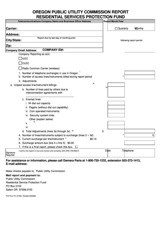 puc-form-751-oregon-public-utility-commission-report-residential-services-protection-fund