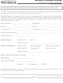 Iowa Sales Tax Exemption Certificate Form - Iowa Department Of Revenue