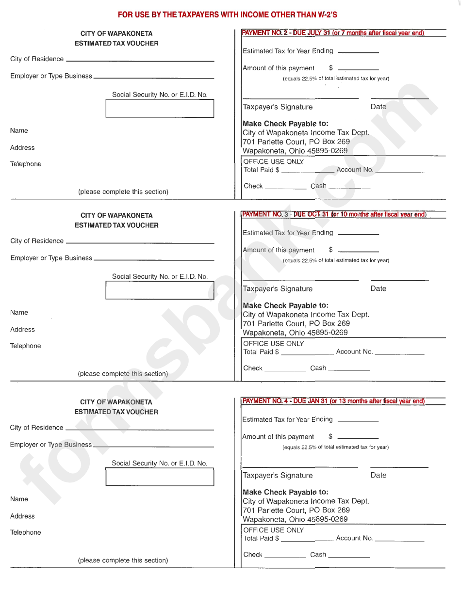 City Of Wapakoneta Income Tax Return - 2004