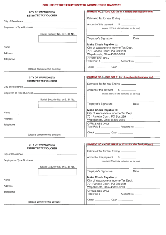 City Of Wapakoneta Income Tax Return - 2004 Printable pdf