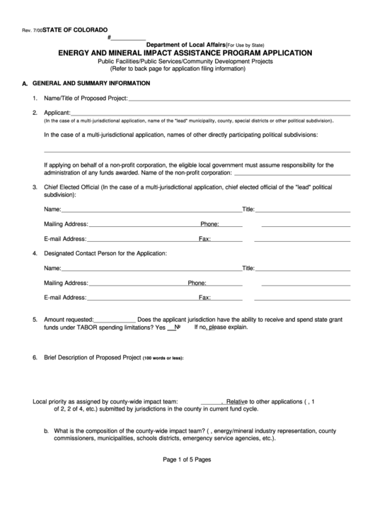 Energy And Mineral Impact Assistance Program Application Printable Pdf Download 4677