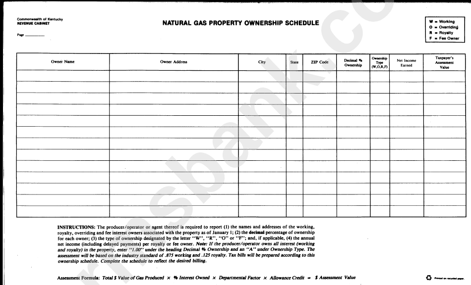 Form 62a384-G - Natural Gas Property Tax Return