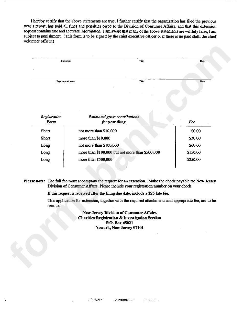 Form Cri-400 - Application For Extension Of Time To File The Renewal Registration Statement And Financial Report Charitable Organization