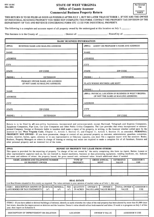 Form Stc 12:32c - Commercial Business Property Return Printable pdf