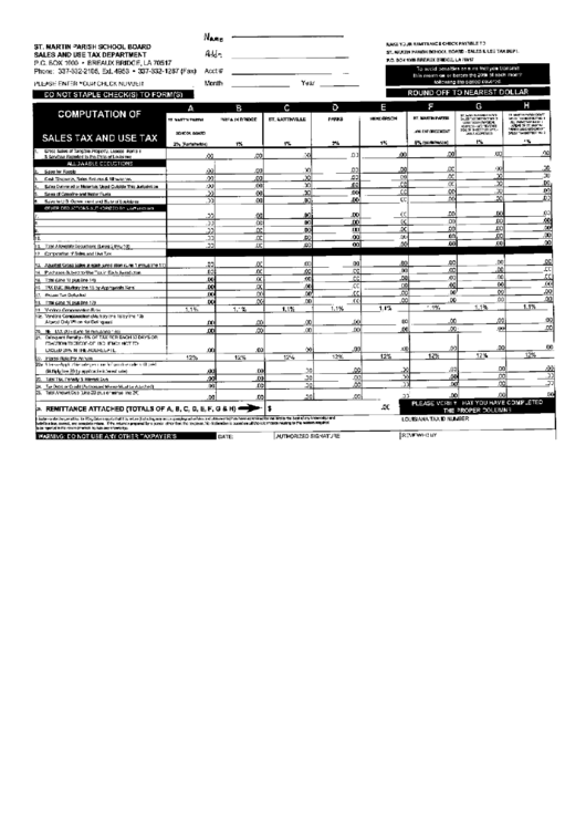 Computation Of Sales Tax And Use Tax St.martin Parish School Board