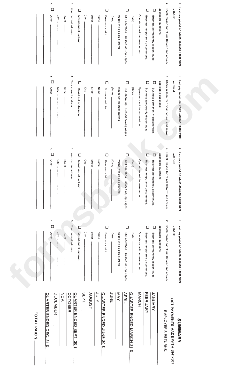 Form J941-501 - Jackson Income Tax Withheld - 2003