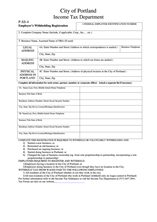 Form P-Ss-4 - Employer