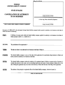 Form No. Mllc-12b - Cancellation Of Authority To Do Business August 2000