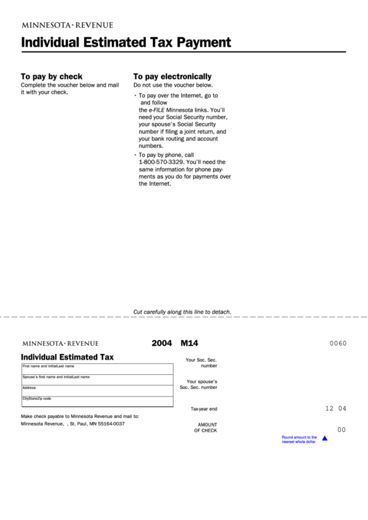 Fillable Form M14 - Individual Estimated Tax Payment -2004 Printable pdf