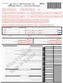 Form D-1040(l) Draft - City Of Detroit Income Tax Individual Return-part Year Resident - 2012